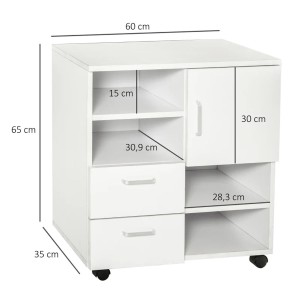 Mueble auxiliar con ruedas TITAN, diseño moderno y funcional, en madera color Blanco