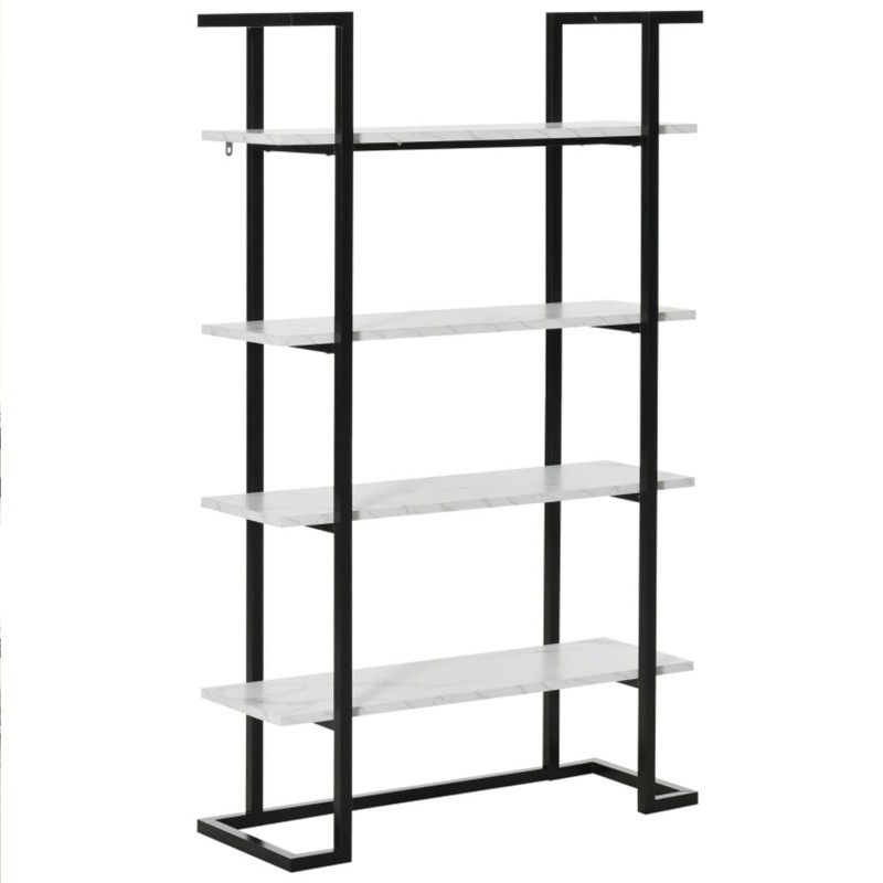 Estantería HERME, en Metal y Madera, color Blanco Efecto Mármol
