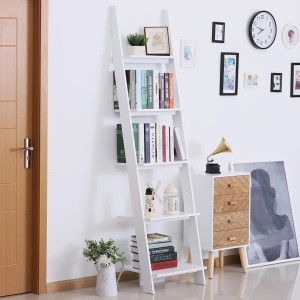 Estantería CARDEN, Diseño Moderno en Escalera, en Madera color Nogal