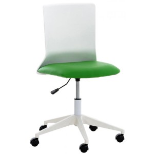 Silla de Oficina TURY, estructura blanca, en Piel color Negro