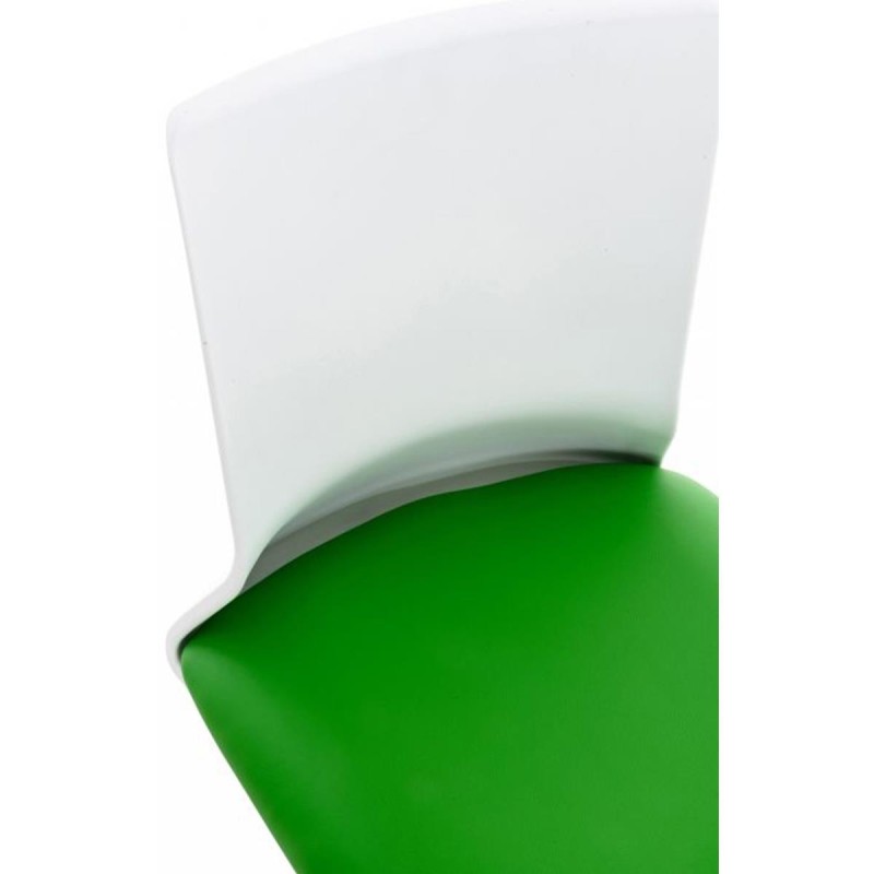 Silla de Oficina TURY, estructura blanca, en Piel color Negro