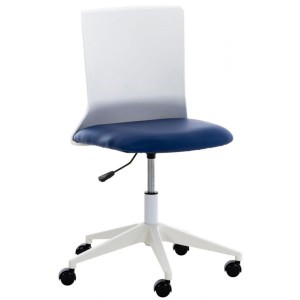 Silla de Oficina TURY, estructura blanca, en Piel color Negro