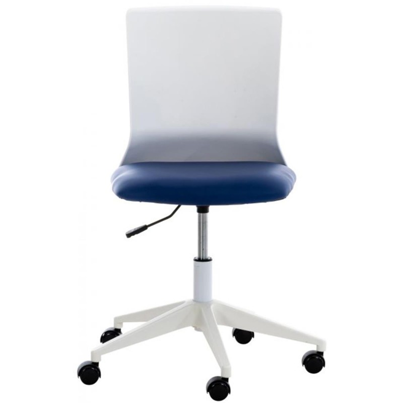 Silla de Oficina TURY, estructura blanca, en Piel color Negro