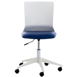 Silla de Oficina TURY, estructura blanca, en Piel color Negro