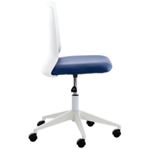 Silla de Oficina TURY, estructura blanca, en Piel color Negro