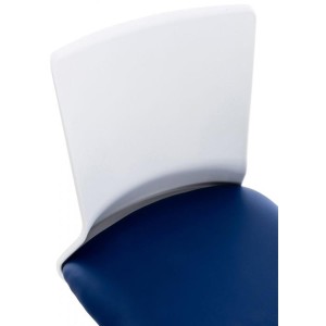 Silla de Oficina TURY, estructura blanca, en Piel color Negro