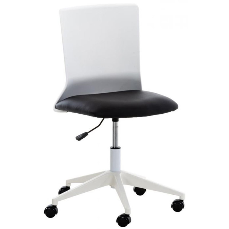 Silla de Oficina TURY, estructura blanca, en Piel color Negro
