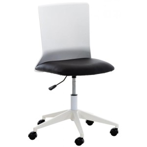 Silla de Oficina TURY, estructura blanca, en Piel color Negro