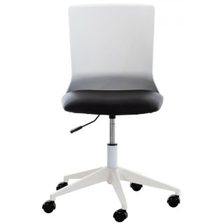 Silla de Oficina TURY, estructura blanca, en Piel color Negro 2