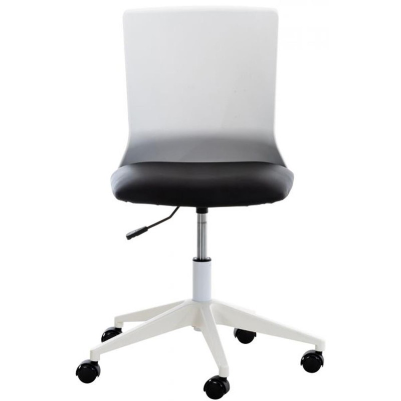 Silla de Oficina TURY, estructura blanca, en Piel color Negro
