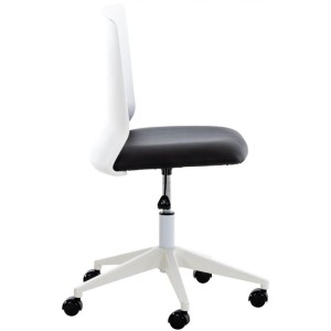 Silla de Oficina TURY, estructura blanca, en Piel color Negro