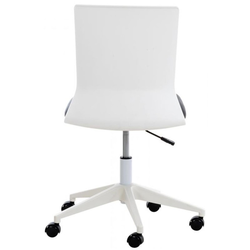 Silla de Oficina TURY, estructura blanca, en Piel color Negro
