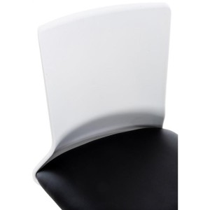 Silla de Oficina TURY, estructura blanca, en Piel color Negro