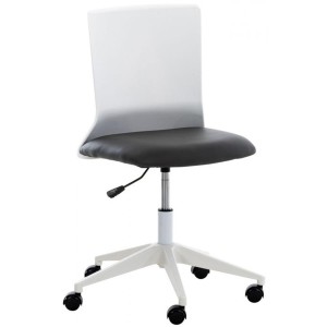 Silla de Oficina TURY, estructura blanca, en Piel color Negro