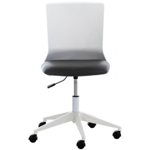 Silla de Oficina TURY, estructura blanca, en Piel color Negro