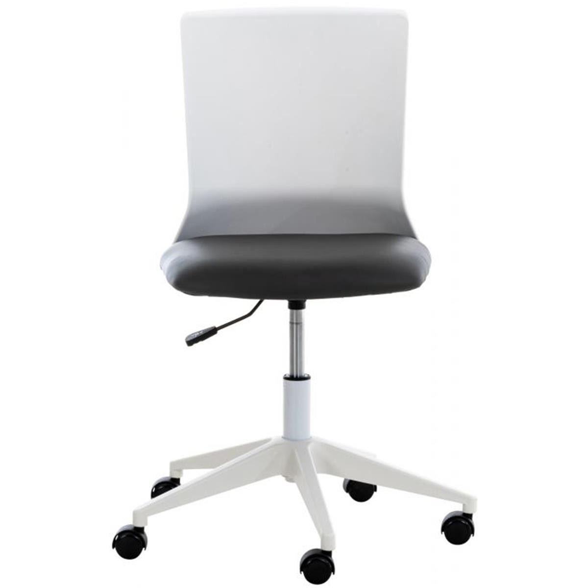 Silla de Oficina TURY, Estructura Blanca, en Piel color Negro