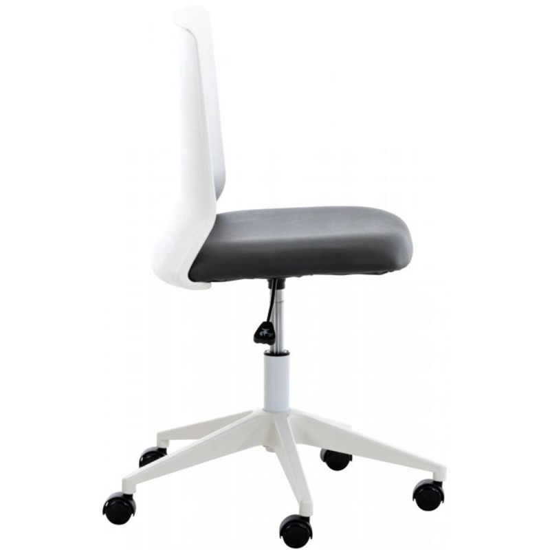 Silla de Oficina TURY, estructura blanca, en Piel color Negro