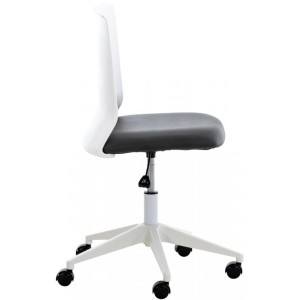 Silla de Oficina TURY, estructura blanca, en Piel color Negro