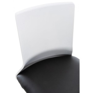Silla de Oficina TURY, estructura blanca, en Piel color Negro