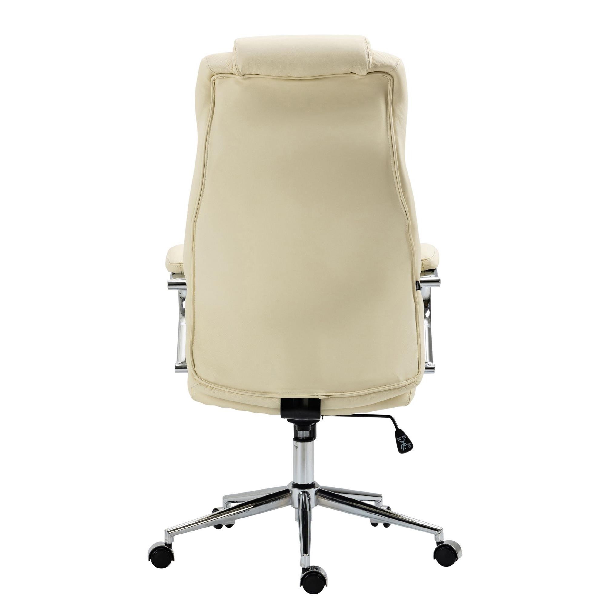 Sillón de oficina CRISTOBAL, Gran Acolchado, Mecanismo Basculante, en Piel Natural color Negro