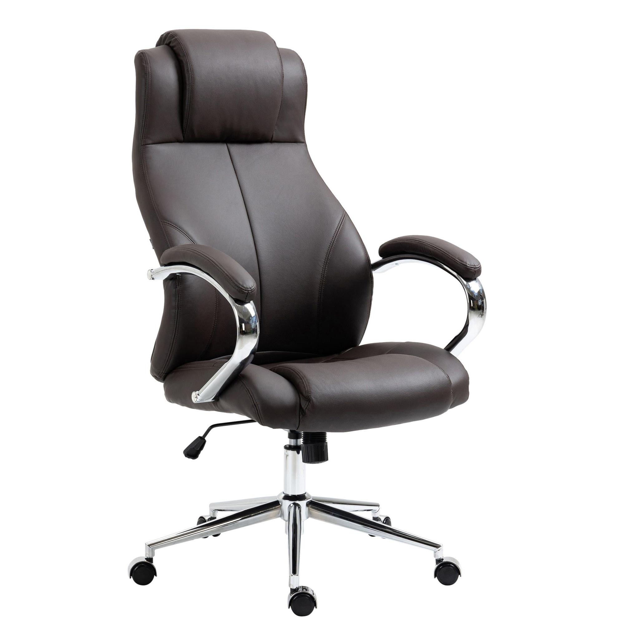Sillón de oficina CRISTOBAL, Gran Acolchado, Mecanismo Basculante, en Piel Natural color Negro