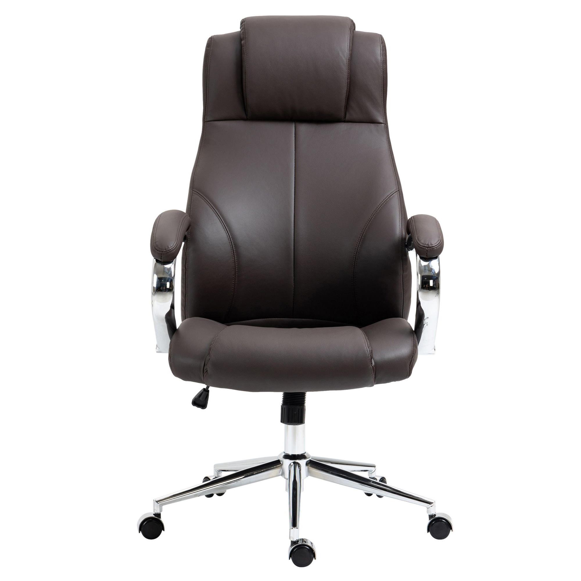 Sillón de oficina CRISTOBAL, Gran Acolchado, Mecanismo Basculante, en Piel Natural color Negro