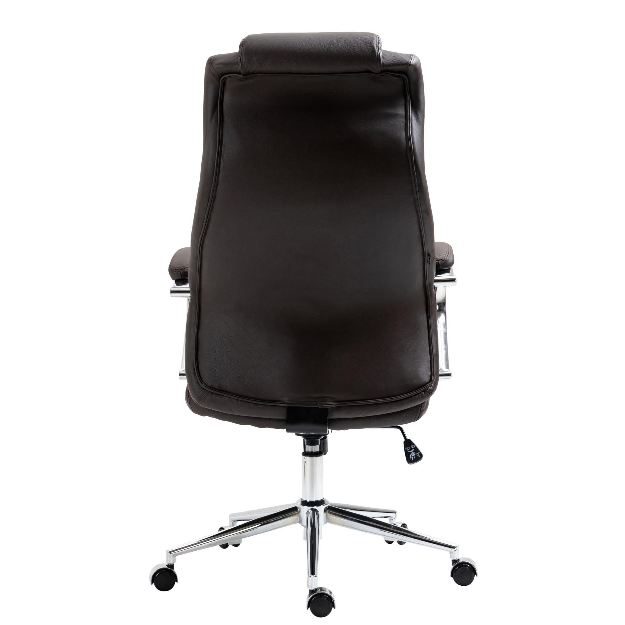 Sillón de oficina CRISTOBAL, Gran Acolchado, Mecanismo Basculante, en Piel Natural color Negro