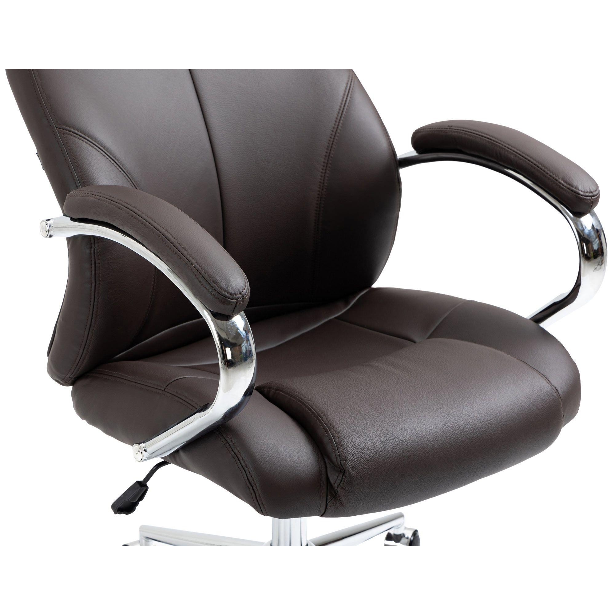 Sillón de oficina CRISTOBAL, Gran Acolchado, Mecanismo Basculante, en Piel Natural color Negro