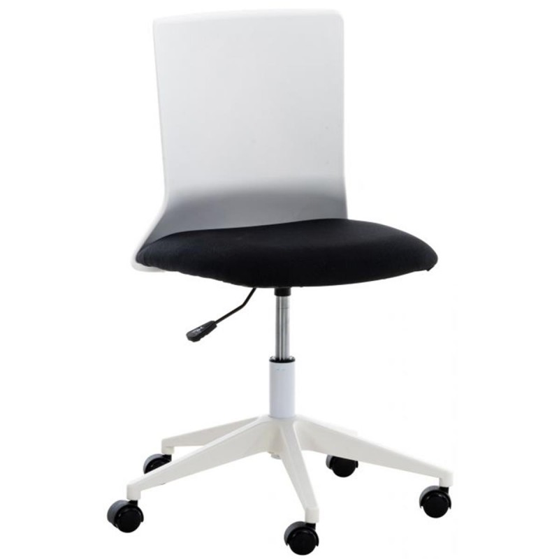 Silla de Oficina TURY, estructura blanca, en Tela color Negro