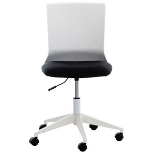 Silla de Oficina TURY, estructura blanca, en Tela color Negro