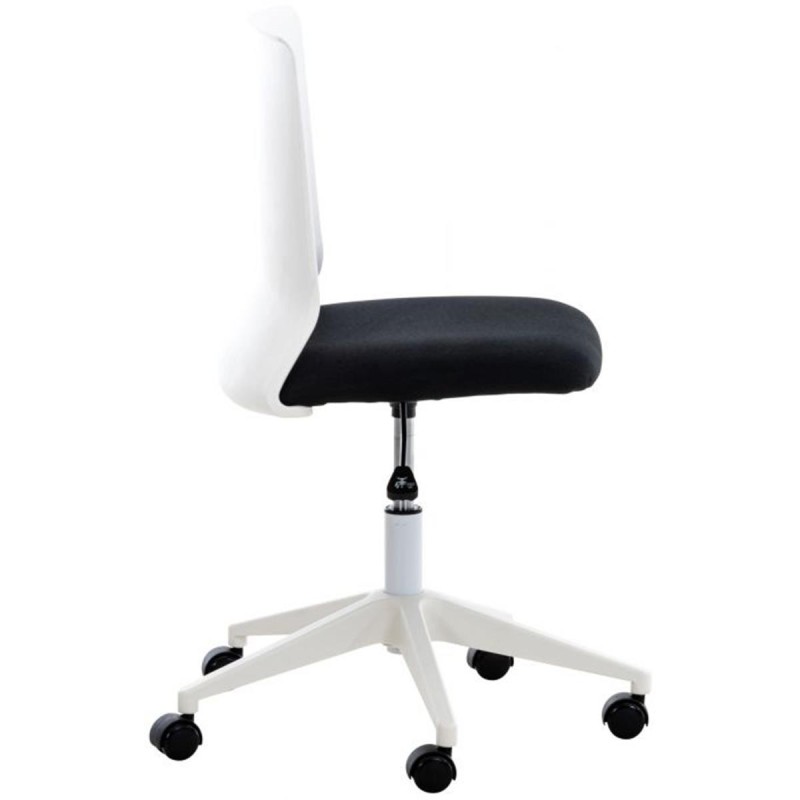 Silla de Oficina TURY, estructura blanca, en Tela color Negro