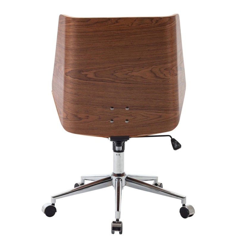 Silla de Oficina IRON en Madera Nogal y Piel color Negro
