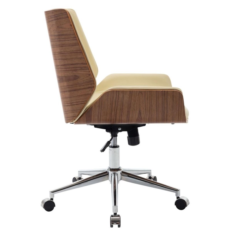 Silla de Oficina IRON en Madera Nogal y Piel color Negro
