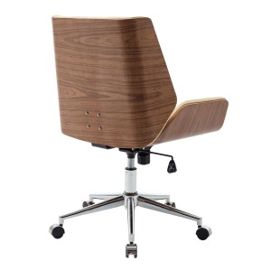 Silla de Oficina IRON en Madera Nogal y Piel color Negro