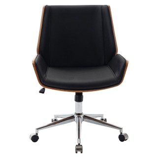 Silla de Oficina IRON en Madera Nogal y Piel color Negro 2