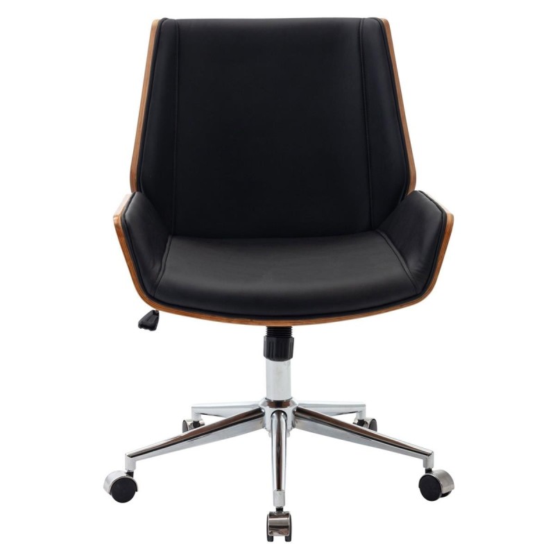 Silla de Oficina IRON en Madera Nogal y Piel color Negro