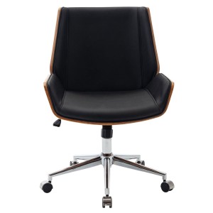 Silla de Oficina IRON en Madera Nogal y Piel color Negro