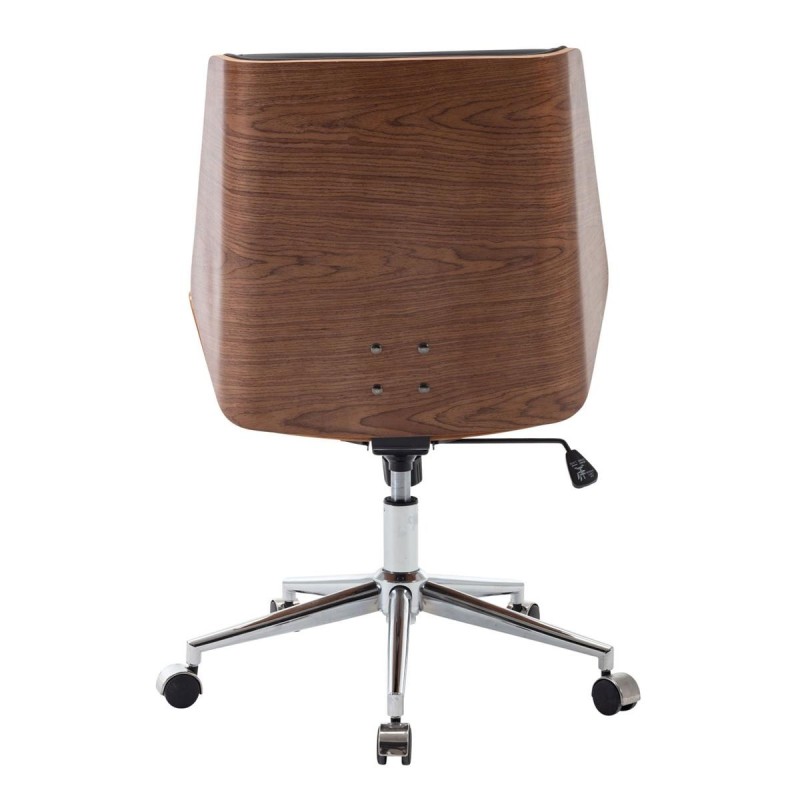 Silla de Oficina IRON en Madera Nogal y Piel color Negro