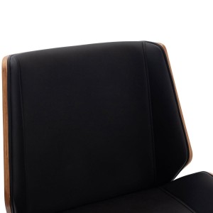 Silla de Oficina IRON en Madera Nogal y Piel color Negro