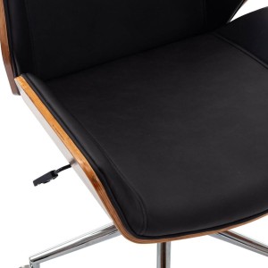 Silla de Oficina IRON en Madera Nogal y Piel color Negro