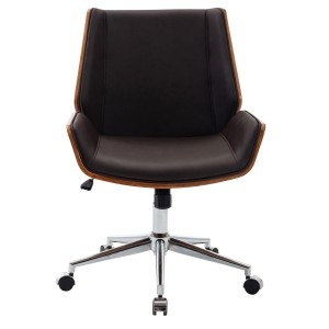 Silla de Oficina IRON en Madera Nogal y Piel color Negro