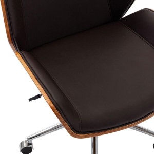 Silla de Oficina IRON en Madera Nogal y Piel color Negro
