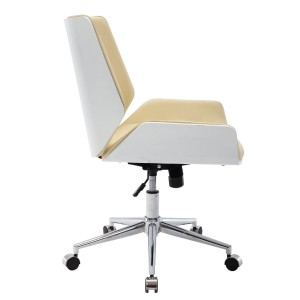 Silla de Oficina IRON en Madera Blanca y Piel color Marrón