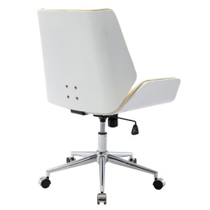 Silla de Oficina IRON en Madera Blanca y Piel color Marrón