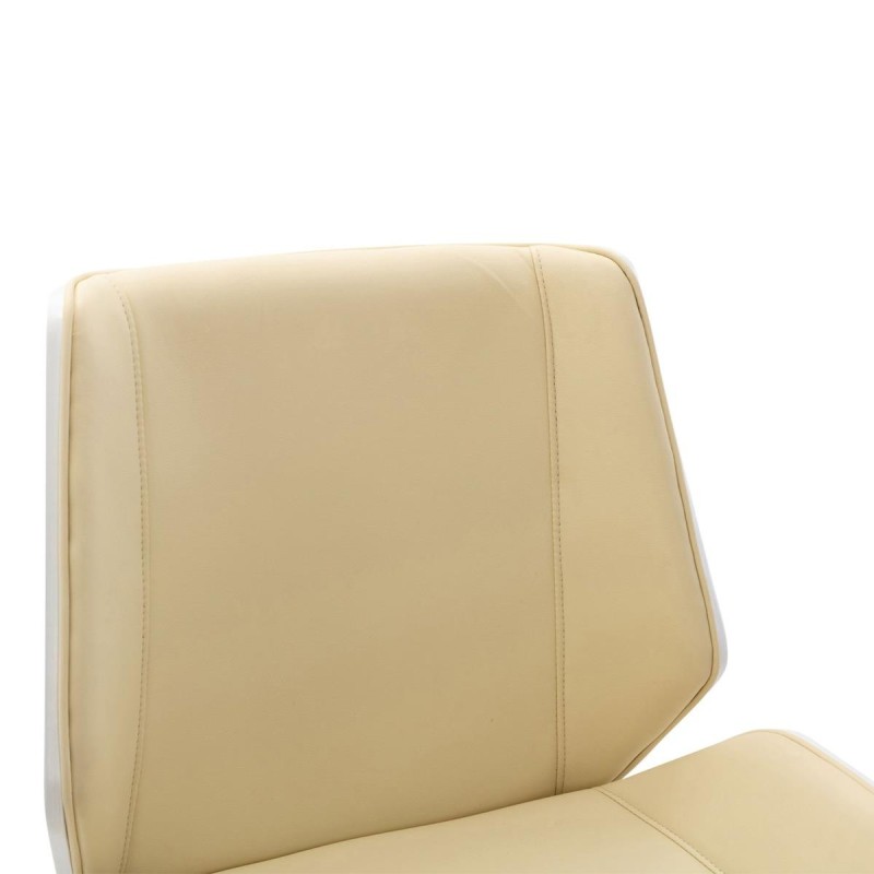 Silla de Oficina IRON en Madera Blanca y Piel color Marrón