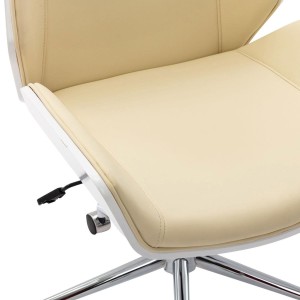 Silla de Oficina IRON en Madera Blanca y Piel color Marrón