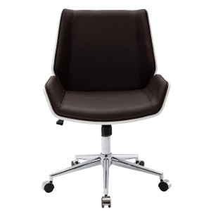 Silla de Oficina IRON en Madera Blanca y Piel color Marrón