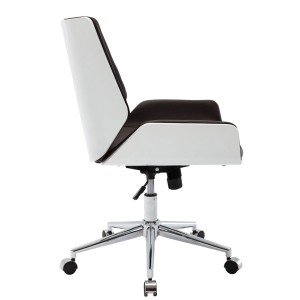 Silla de Oficina IRON en Madera Blanca y Piel color Marrón