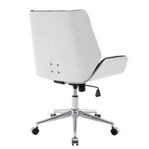 Silla de Oficina IRON en Madera Blanca y Piel color Marrón