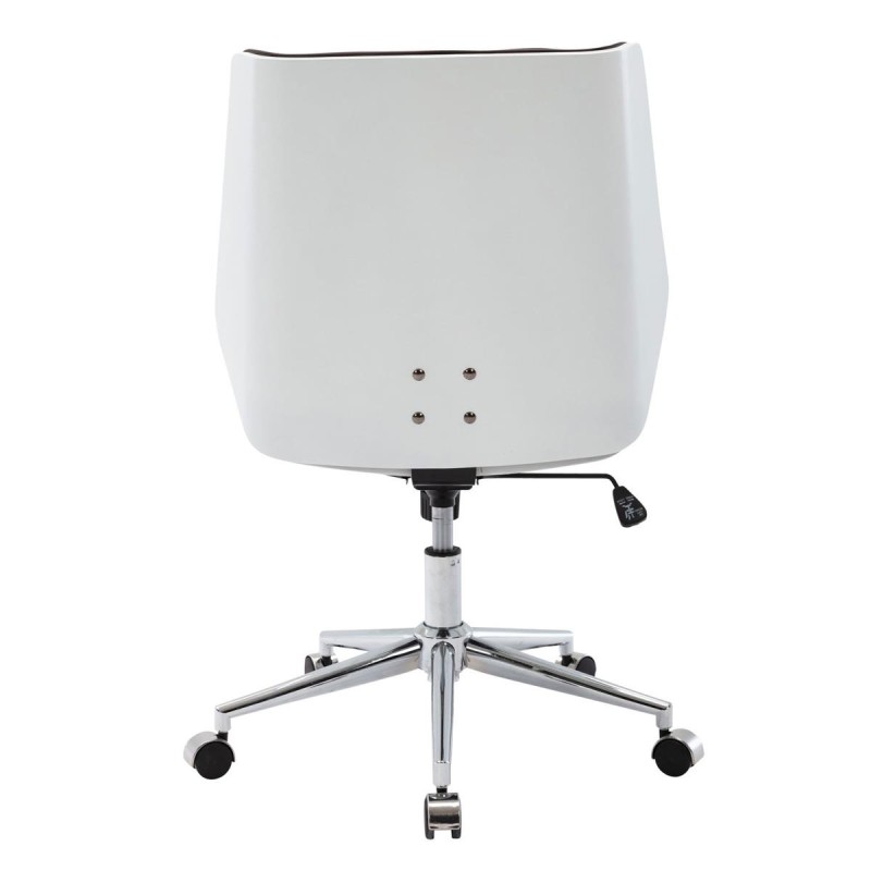 Silla de Oficina IRON en Madera Blanca y Piel color Marrón